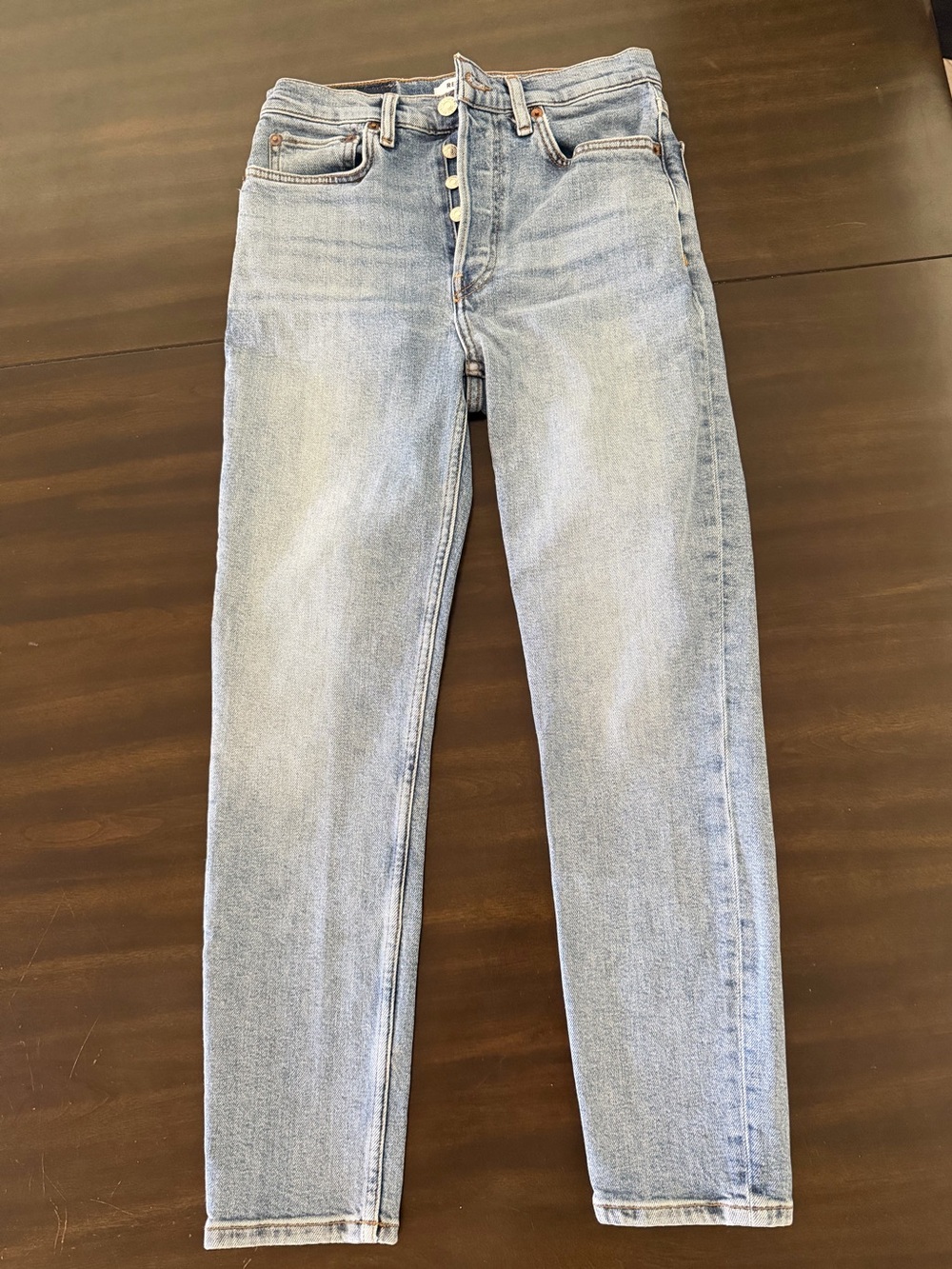 Re/Done Light Blue High-Rise Ankle Jeans